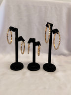 Aurora Collection Skinny Hoop earrings in Golden Crystal featuring high-intensity rhinestones on a gold-tone band.