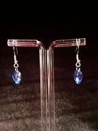 Blackpool Bling 1-drop performance competition earring in size Small featuring a single pear cut Sapphire Blue stone, also known as a tear drop or raindrop design for ballroom and Latin dance.